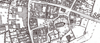 Ausschnitt aus einen schwarzweissen Stadtplan
