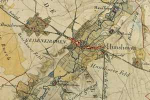 Ausschnitt aus einer historischen Karte gezeichnet im Jahre 1805