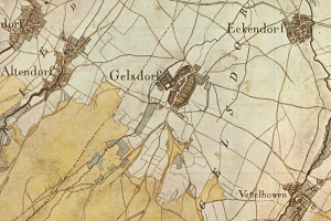 Ausschnitt aus einer historischen Karte gezeichnet im Jahre 1808
