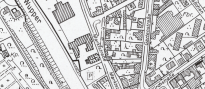 Ausschnitt aus einem schwarzweissen Stadtplan