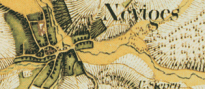 Ausschnitt aus einer historischen Karte gezeichnet im Jahre 1824