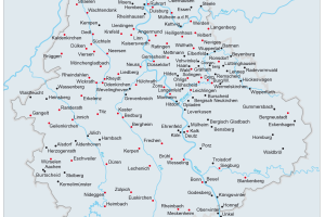 Rheinischer Städteatlas, Übersicht und Stadtrechtsorte im Rheinland