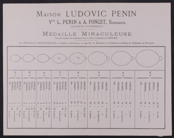 Bestellzettel aus dem Katalog des Goldschmieds Ludovic Penin in Lyon.